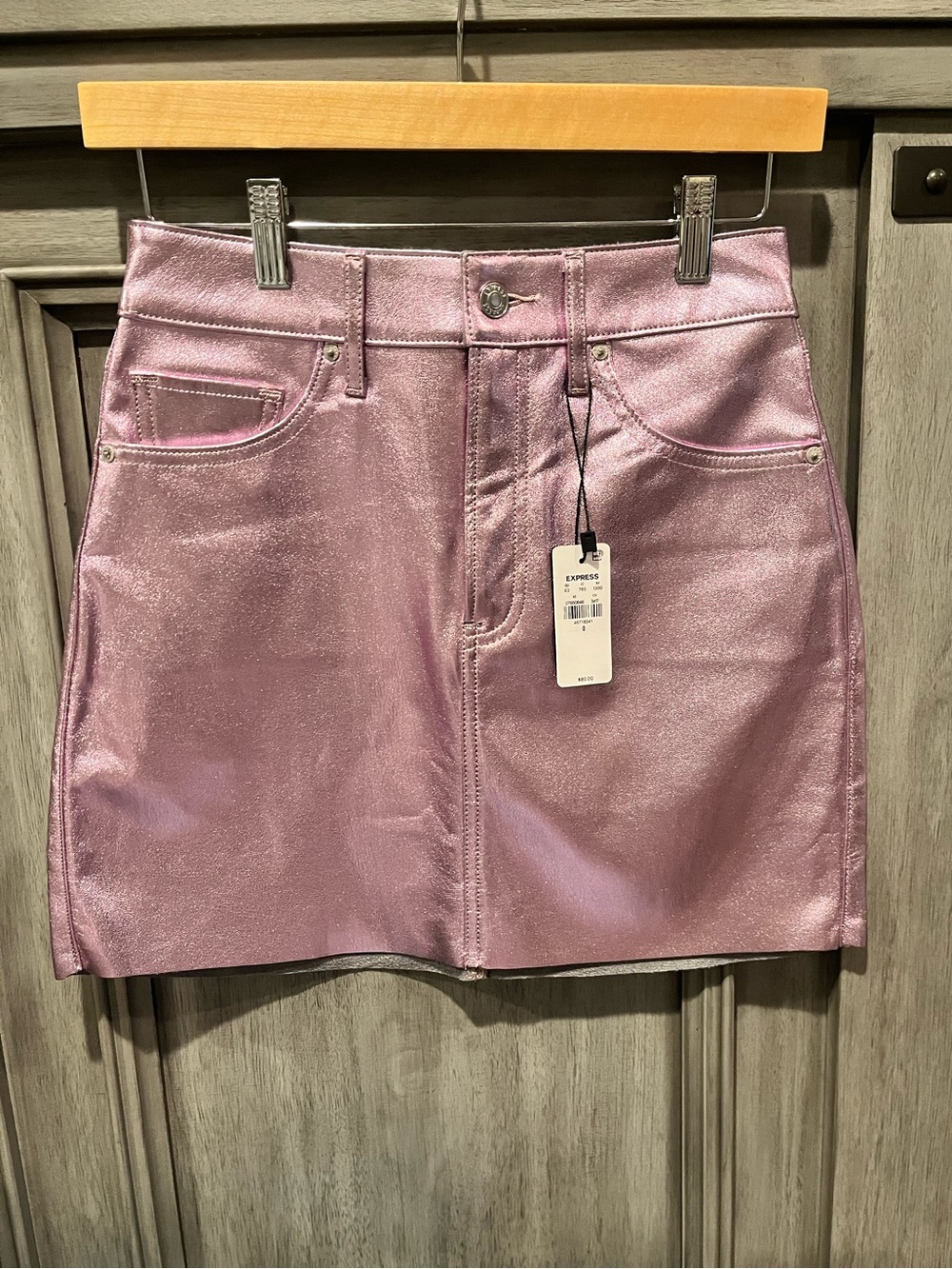 Express Metallic Pink Faux-Leather Mini Skirt